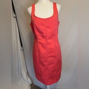 J. CREW jumper midi dress, zip back, lobster pink, small back slit stitched up